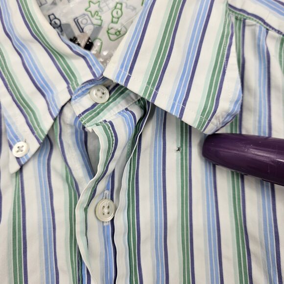 Faconnable Shirt Mens Medium Button Down Long Sleeve Casual Preppy FLAWS - Picture 3 of 12